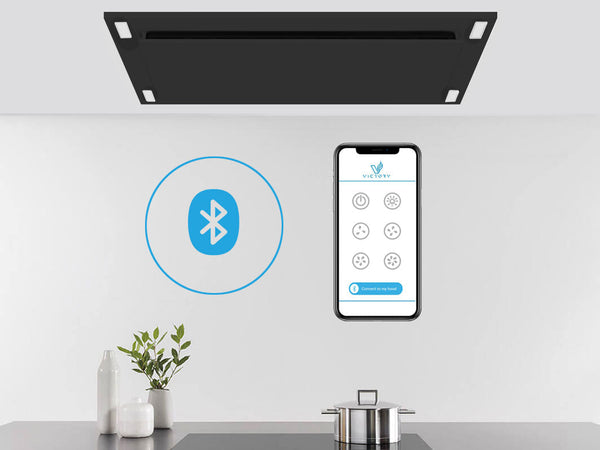 Victory Sunset 38.5-Inch 600 CFM Wireless Flush Ceiling Range Hood in Matte Black (Sunset-B-BK)