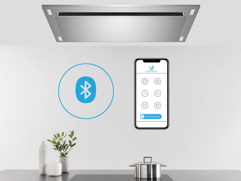 Victory Sunset 38.5-Inch 600 CFM WIRELESS Flush Ceiling Range Hood in Stainless Steel (Sunset-B)