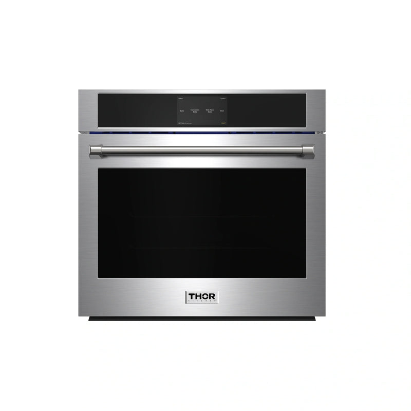 Thor Kitchen 5-Piece Pro Appliance Package - 36" Cooktop, Wall Oven, Pro-Style Wall Mount Hood, Dishwasher & Refrigerator with Water Dispenser in Stainless Steel