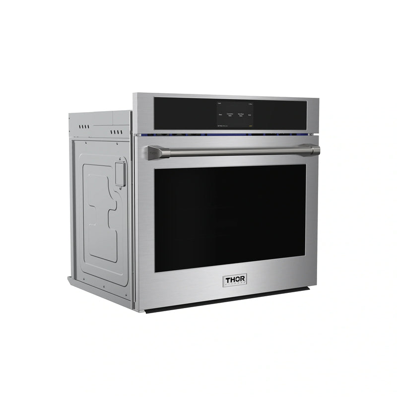 Thor Kitchen 5-Piece Pro Appliance Package - 36" Cooktop, Wall Oven, Pro-Style Wall Mount Hood, Dishwasher & Refrigerator with Water Dispenser in Stainless Steel