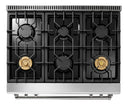 Thor Kitchen 5-Piece Appliance Package - 36-Inch Gas Range with Liquid Propane Kit, Tilt Panel, Refrigerator with Water Dispenser, Wall Mount Hood, Dishwasher, & Microwave Drawer in Stainless Steel