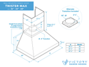 Victory TwisterMAX 42-Inch 1200 CFM Wall Mount Range Hood, Remote Blower (Twister-MAX-42-RB)