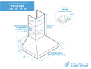 Victory Twister 30-Inch 450/600 CFM Wall Mount Range Hood with Remote Blower (Twister-30-RB)