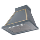 ILVE Nostalgie II 30-Inch 600 CFM Wall Mounted Ranged Hood in Blue Grey with Brass Trim (UANB30BGG)