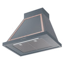 ILVE Nostalgie II 30-Inch 600 CFM Wall Mounted Ranged Hood in Blue Grey with Copper Trim (UANB30BGP)