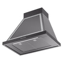 ILVE Nostalgie II 30-Inch 600 CFM Wall Mounted Range Hood in Glossy Black with Chrome Trim (UANB30BKC)