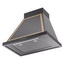 ILVE Nostalgie II 30-Inch 600 CFM Wall Mounted Range Hood in Glossy Black with Brass Trim (UANB30BKG)