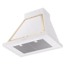 ILVE Nostalgie II 30-Inch 600 CFM Wall Mounted Range Hood in White with Brass Trim (UANB30WHG)