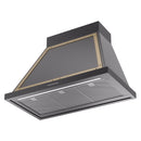 ILVE Nostalgie II 36-Inch 600 CFM Wall Mounted Range Hood in Glossy Black with Brass Trim (UANB36BKG)
