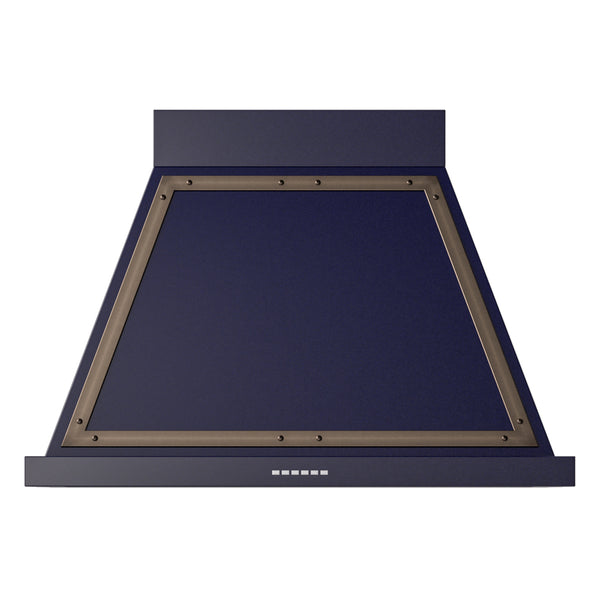 ILVE Nostalgie II 36-Inch 600 CFM Wall Mounted Range Hood in Midnight Blue with Bronze Trim (UANB36MBB)