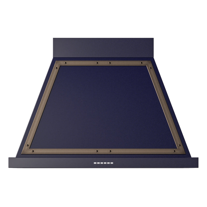 ILVE Nostalgie II 36-Inch 600 CFM Wall Mounted Range Hood in Midnight Blue with Bronze Trim (UANB36MBB)