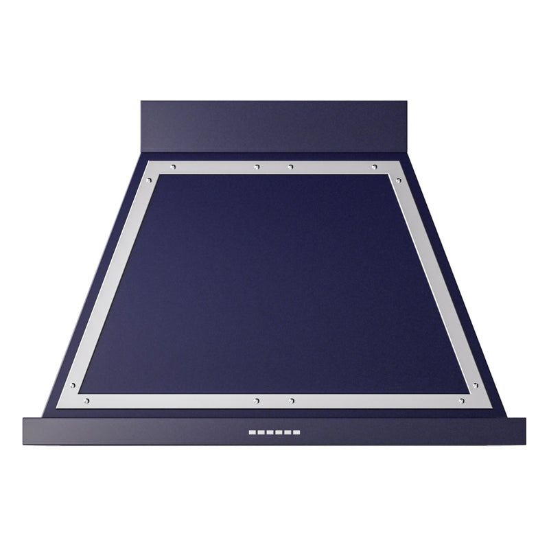 ILVE Nostalgie II 36-Inch 600 CFM Wall Mounted Range Hood in Midnight Blue with Chrome Trim (UANB36MBC)