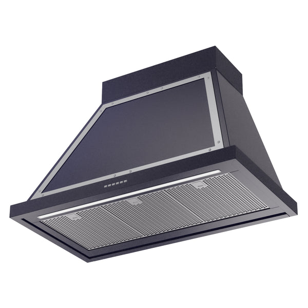 ILVE Nostalgie II 36-Inch 600 CFM Wall Mounted Range Hood in Midnight Blue with Chrome Trim (UANB36MBC)