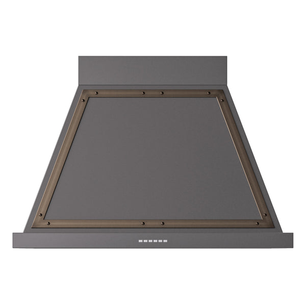ILVE Nostalgie II 36-Inch 600 CFM Wall Mounted Range Hood in Matte Graphite with Bronze Trim (UANB36MGB)
