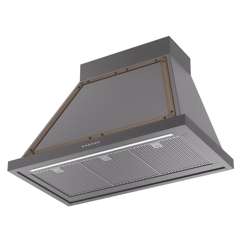 ILVE Nostalgie II 36-Inch 600 CFM Wall Mounted Range Hood in Matte Graphite with Bronze Trim (UANB36MGB)