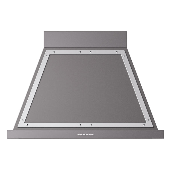 ILVE Nostalgie II 36-Inch 600 CFM Wall Mounted Range Hood in Matte Graphite with Chrome Trim (UANB36MGC)