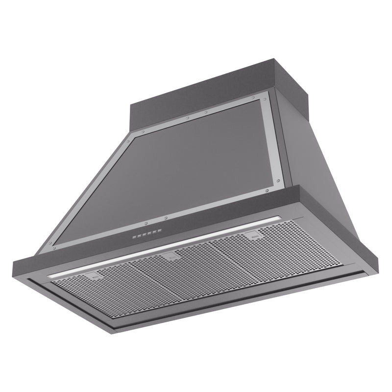 ILVE Nostalgie II 36-Inch 600 CFM Wall Mounted Range Hood in Matte Graphite with Chrome Trim (UANB36MGC)