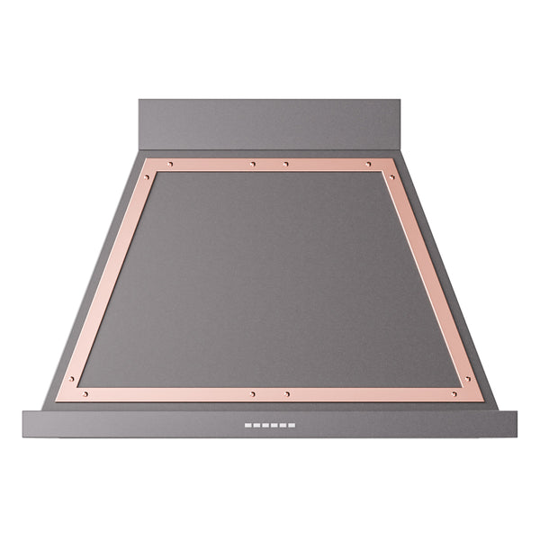 ILVE Nostalgie II 36-Inch 600 CFM Wall Mounted Range Hood in Matte Graphite with Copper Trim (UANB36MGP)