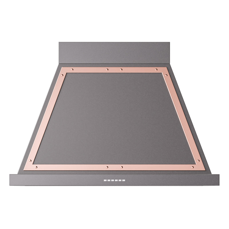 ILVE Nostalgie II 36-Inch 600 CFM Wall Mounted Range Hood in Matte Graphite with Copper Trim (UANB36MGP)