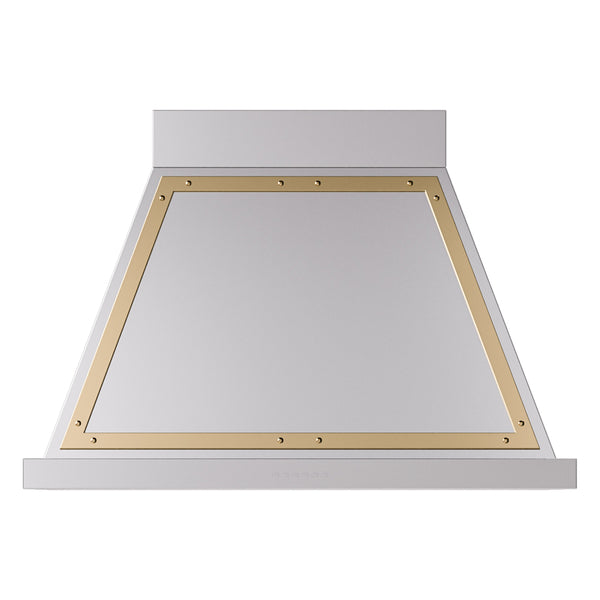 ILVE Nostalgie II 36-Inch 600 CFM Wall Mounted Range Hood in Stainless Steel with Brass Trim (UANB36SSG)