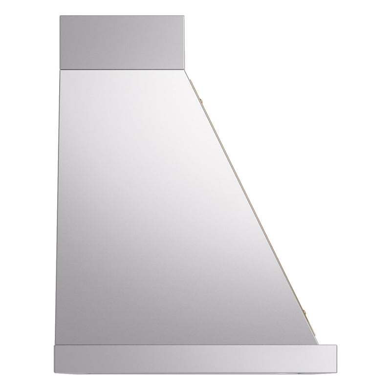ILVE Nostalgie II 36-Inch 600 CFM Wall Mounted Range Hood in Stainless Steel with Brass Trim (UANB36SSG)