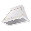 ILVE Nostalgie II 36-Inch 600 CFM Wall Mounted Range Hood in White with Brass Trim (UANB36WHG)