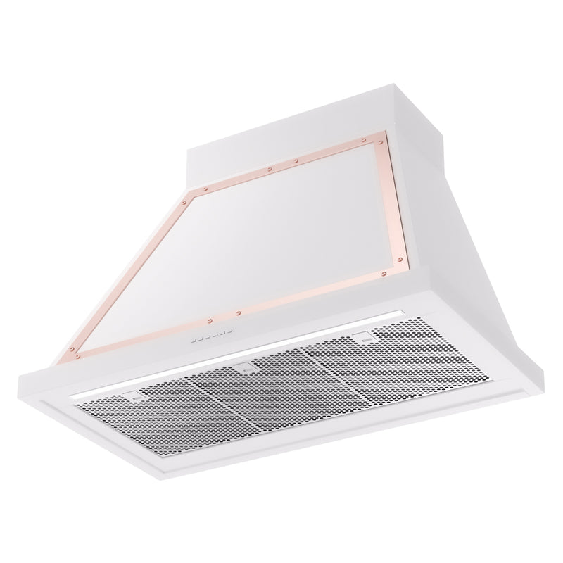 ILVE Nostalgie II 36-Inch 600 CFM Wall Mounted Range Hood in White with Copper Trim (UANB36WHP)