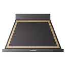 ILVE Nostalgie II 40-Inch 600 CFM Wall Mounted Range Hood in Glossy Black with Brass Trim (UANB40BKG)