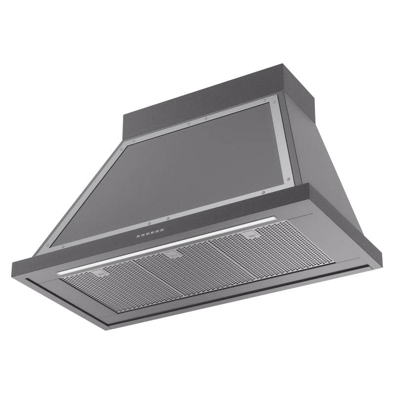 ILVE Nostalgie II 40-Inch 600 CFM Wall Mounted Range Hood in Matte Graphite with Chrome Trim (UANB40MGC)