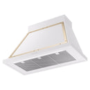 ILVE Nostalgie II 40-Inch 600 CFM Wall Mounted Range Hood in White with Brass Trim (UANB40WHG)