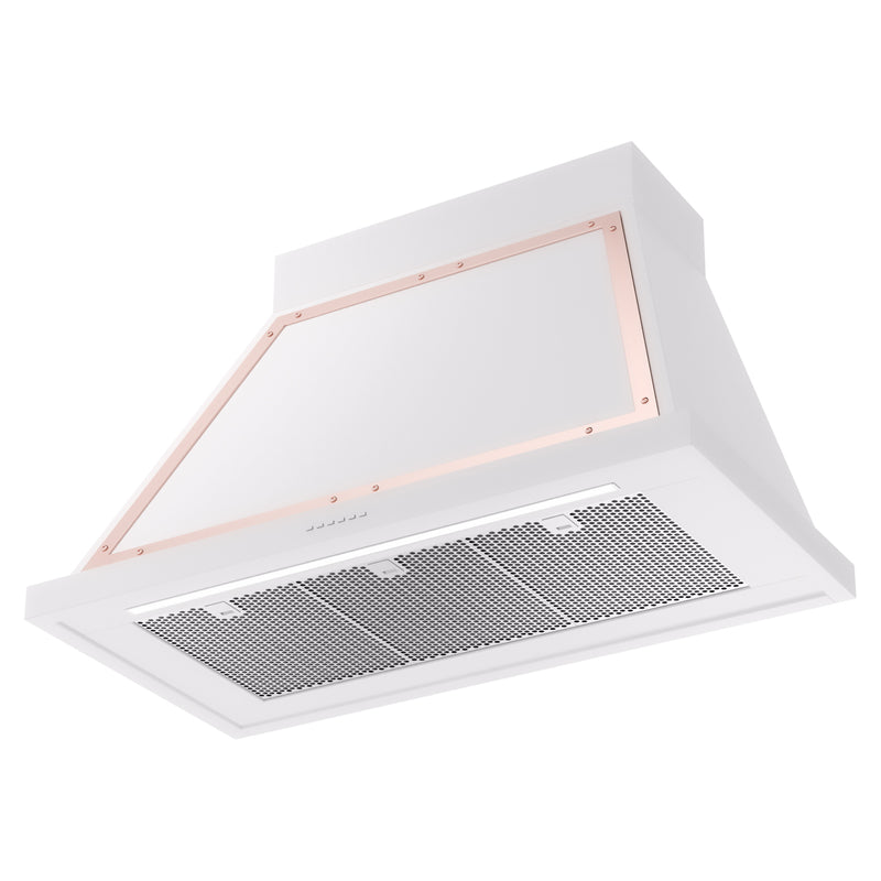 ILVE Nostalgie II 40-Inch 600 CFM Wall Mounted Range Hood in White with Copper Trim (UANB40WHP)
