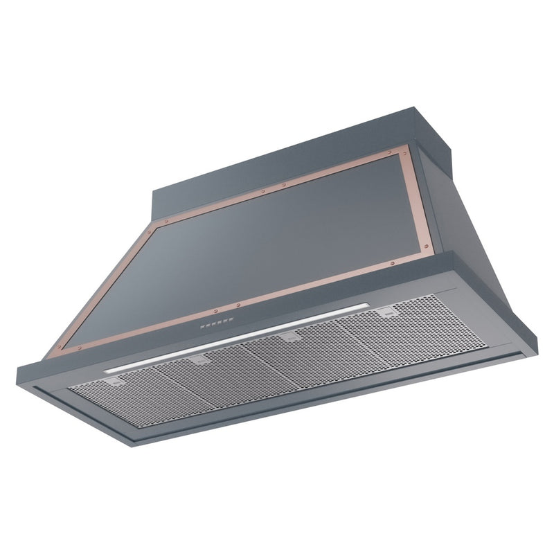 ILVE Nostalgie II 48-Inch 600 CFM Wall Mounted Range Hood in Blue Grey with Copper Trim (UANB48BGP)
