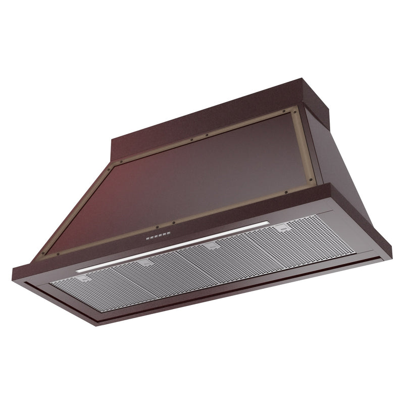 ILVE Nostalgie II 48-Inch 850 CFM Wall Mounted Range Hood in Burgundy with Bronze Trim (UANB48BUB)