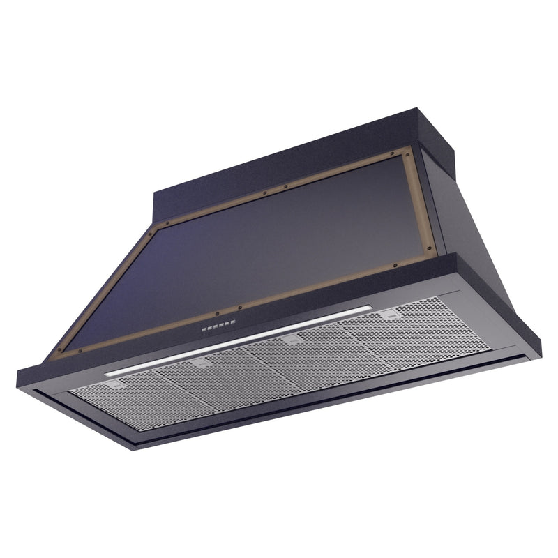 ILVE Nostalgie II 48-Inch 850 CFM Wall Mounted Range Hood in Midnight Blue with Bronze Trim (UANB48MBB)