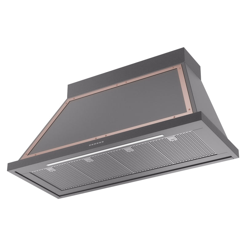 ILVE Nostalgie II 48-Inch 850 CFM Wall Mounted Range Hood in Matte Graphite with Copper Trim (UANB48MGP)