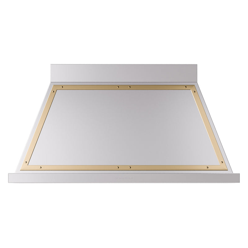ILVE Nostalgie II 48-Inch 850 CFM Wall Mounted Range Hood in Stainless Steel with Brass Trim (UANB48SSG)