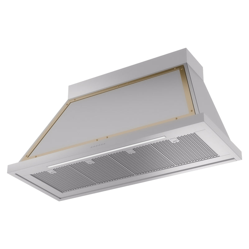 ILVE Nostalgie II 48-Inch 850 CFM Wall Mounted Range Hood in Stainless Steel with Brass Trim (UANB48SSG)
