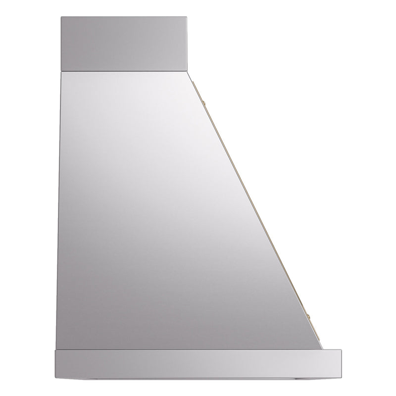 ILVE Nostalgie II 48-Inch 850 CFM Wall Mounted Range Hood in Stainless Steel with Brass Trim (UANB48SSG)