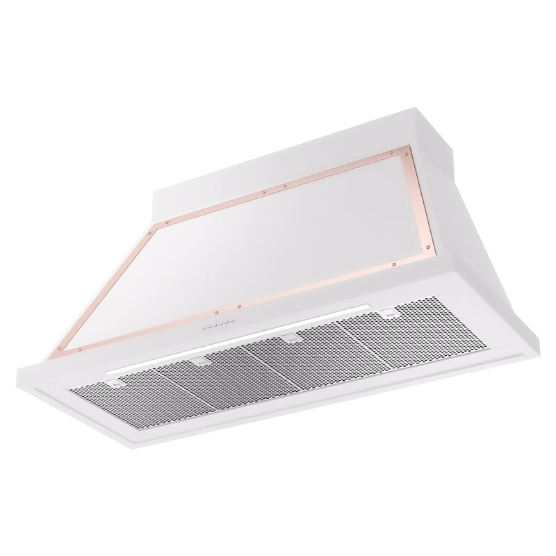 ILVE Nostalgie II 48-Inch 850 CFM Wall Mounted Range Hood in White with Copper Trim (UANB48WHP)