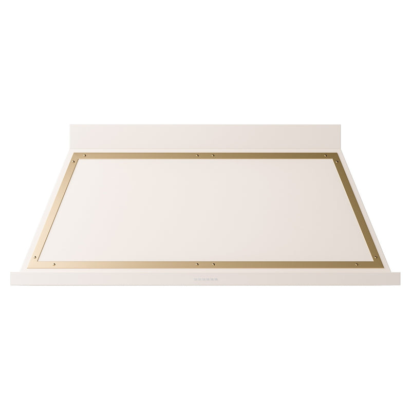 ILVE Nostalgie II 60-Inch 850 CFM Wall Mounted Range Hood in Antique White with Brass Trim (UANB60AWG)