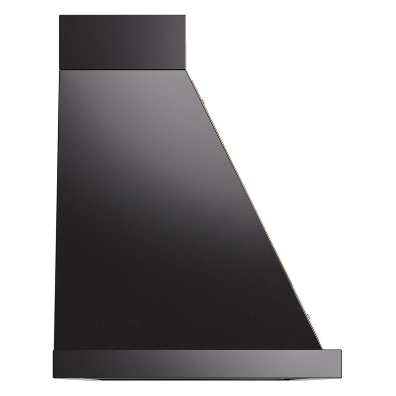 ILVE Nostalgie II 60-Inch 850 CFM Wall Mounted Range Hood in Glossy Black with Brass Trim (UANB60BKG)