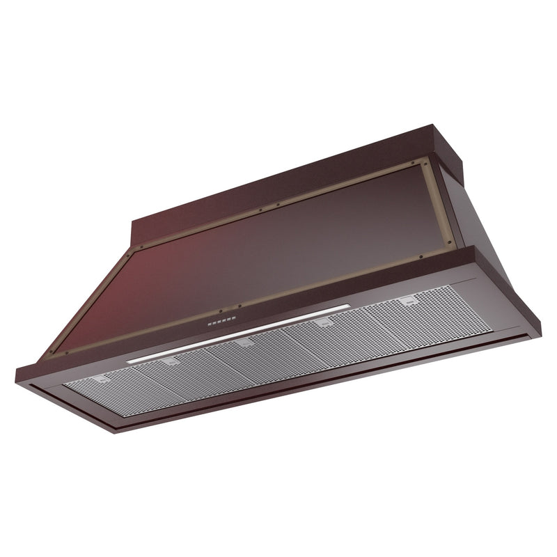 ILVE Nostalgie II 60-Inch 850 CFM Wall Mounted Range Hood in Burgundy with Bronze Trim (UANB60BUB)