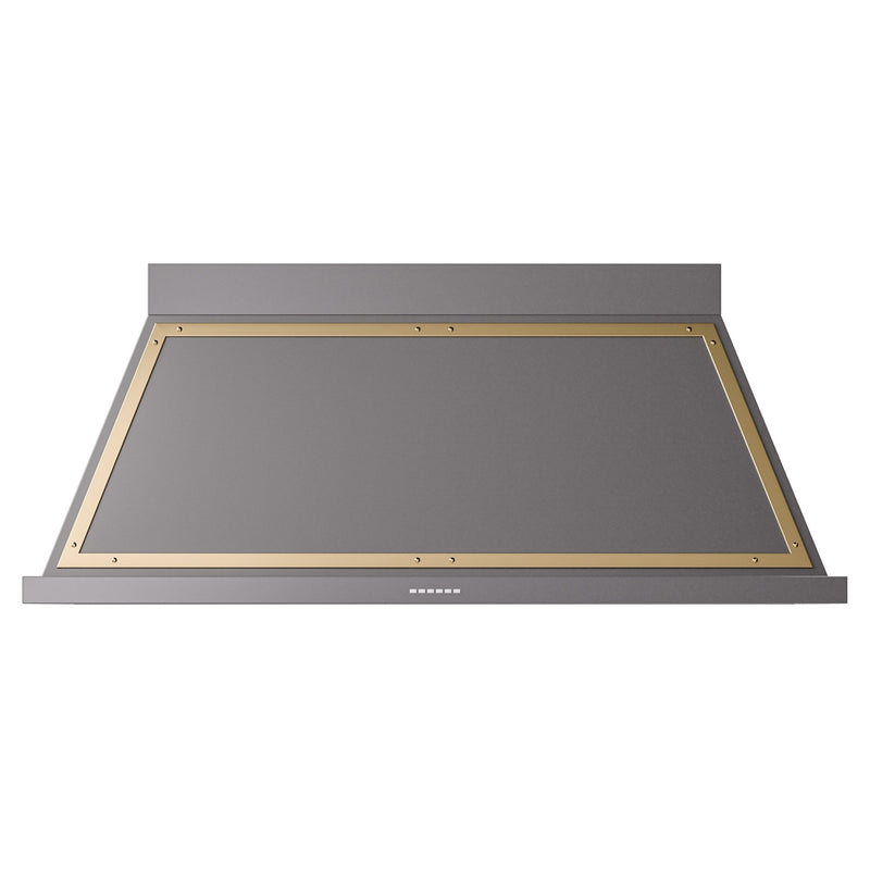ILVE Nostalgie II 60-Inch 850 CFM Wall Mounted Range Hood in Matte Graphite\ with Brass Trim (UANB60MGG)