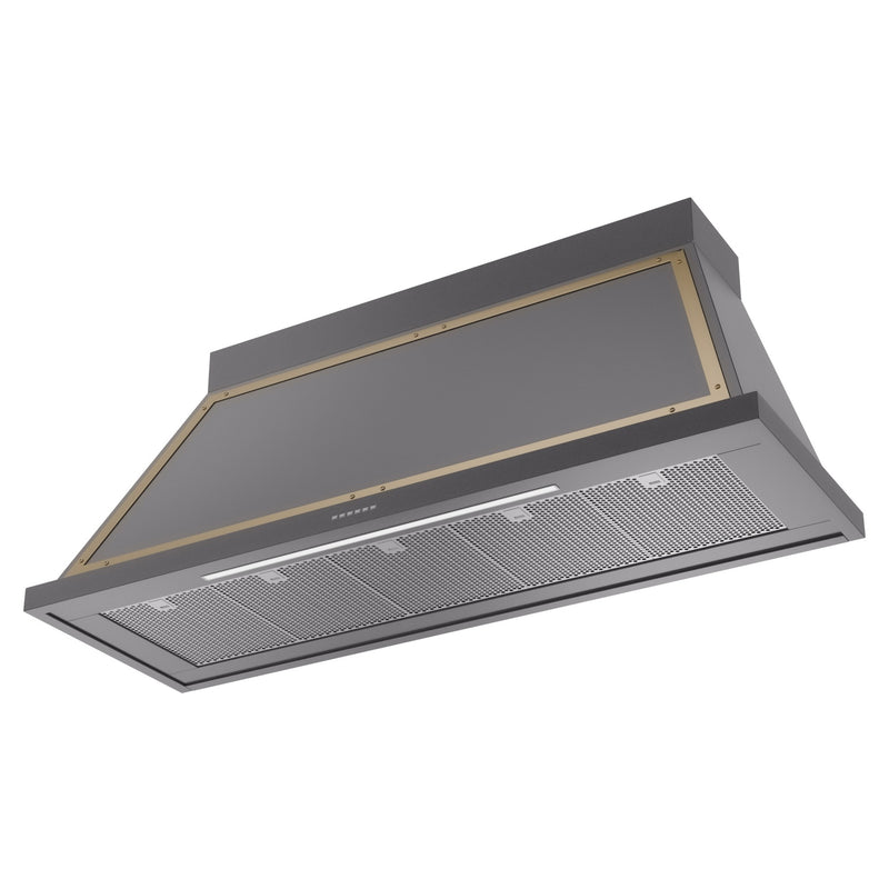 ILVE Nostalgie II 60-Inch 850 CFM Wall Mounted Range Hood in Matte Graphite\ with Brass Trim (UANB60MGG)