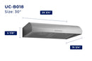 Hauslane 30-Inch Under Cabinet Curved Range Hood in Glossy Black with Stainless Steel Filters and Panel LED (UC-B018BLK-30)