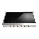 ILVE Nostalgie II 48-Inch Built-In Induction Rangetop with 6 Burners in Stainless Steel with Brass Knob (UHCPI486NSSG)