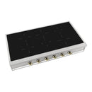ILVE Nostalgie II 48-Inch Built-In Induction Rangetop with 6 Burners in Stainless Steel with Brass Knob (UHCPI486NSSG)