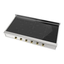 ILVE Nostalgie II 48-Inch Built-In Induction Rangetop with 6 Burners in Stainless Steel with Brass Knob (UHCPI486NSSG)