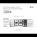 ILVE Panoramagic 48-Inch Built-In Natural Gas Cooktop with 6 Total Black Brass Burners & Left Griddle in Stainless Steel (UHCPMT125FSS)