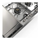 ILVE Panoramagic 48-Inch Built-In Natural Gas Cooktop with 6 Total Black Brass Burners & Left Griddle in Stainless Steel (UHCPMT125FSS)